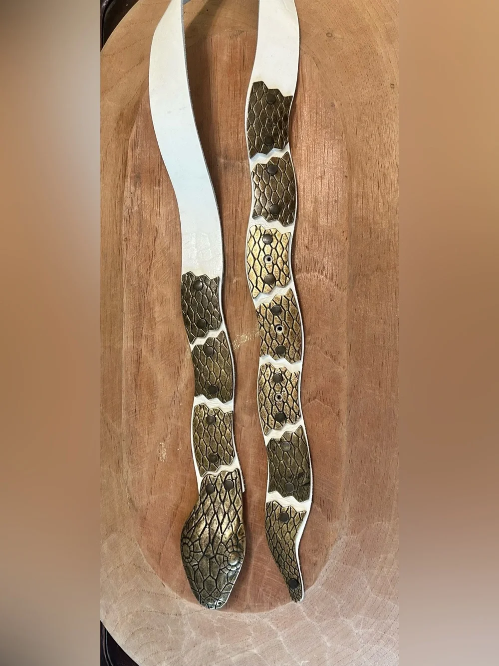 Vintage 1980’s Snake Metal & Leather Statement Belt